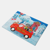 Doberman Dog in Christmas Delivery Truck Schnee Fußmatte (Schrägansicht)