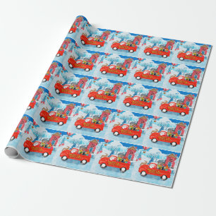 Doberman Dog in Christmas Delivery Truck Schnee Geschenkpapier