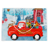 Doberman Dog in Christmas Delivery Truck Schnee Große Geschenktüte (Vorderseite)