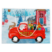 Doberman Dog in Christmas Delivery Truck Schnee Große Geschenktüte (Rückseite)