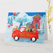 Doberman Dog in Christmas Delivery Truck Schnee Karte (Gelbe Blume)