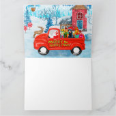 Doberman Dog in Christmas Delivery Truck Schnee Karte (Innenseite)