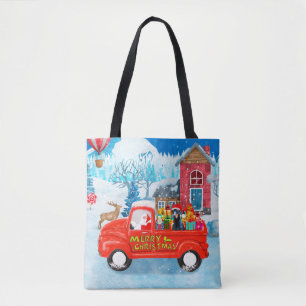 Doberman Dog in Christmas Delivery Truck Schnee Tasche