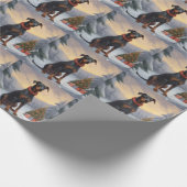Doberman Dog in Schnee Weihnachten Geschenkpapier (Ecke)