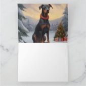 Doberman Dog in Schnee Weihnachten Karte (Innenseite)