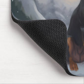 Doberman Dog in Schnee Weihnachten Mousepad (Ecke)