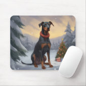 Doberman Dog in Schnee Weihnachten Mousepad (Mit Mouse)