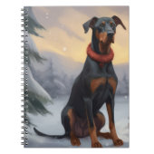 Doberman Dog in Schnee Weihnachten Notizblock (Vorderseite)