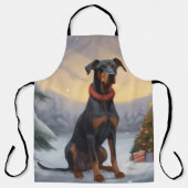 Doberman Dog in Schnee Weihnachten Schürze (Vorderseite)