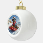 Doberman Dog in Sledge Lass es Schnee Weihnachten Keramik Kugel-Ornament (Rechts)