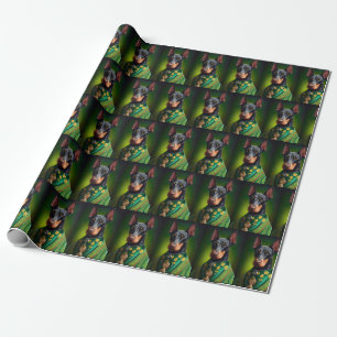 Doberman Dog in St. Patrick's Day Dress Geschenkpapier