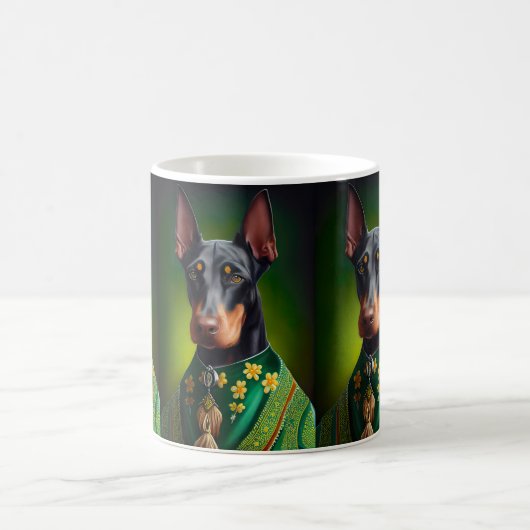 Doberman Dog in St. Patrick's Day Dress Kaffeetasse (Mittel)