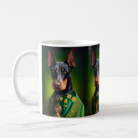 Doberman Dog in St. Patrick's Day Dress Kaffeetasse (Links)