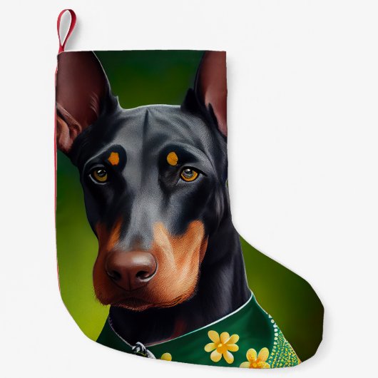 Doberman Dog in St. Patrick's Day Dress Kleiner Weihnachtsstrumpf (Vorderseite)