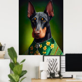 Doberman Dog in St. Patrick's Day Dress Poster (Heimbüro)
