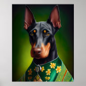 Doberman Dog in St. Patrick's Day Dress Poster (Vorne)