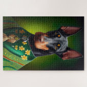 Doberman Dog in St. Patrick's Day Dress Puzzle (Horizontal)