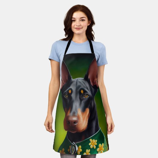 Doberman Dog in St. Patrick's Day Dress Schürze (Getragen)