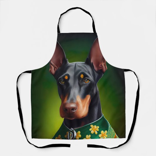 Doberman Dog in St. Patrick's Day Dress Schürze (Vorderseite)