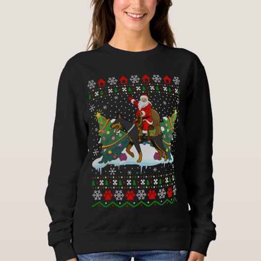 Doberman Dog Lover Xmas Ugly Santa Sweatshirt (Vorderseite)