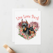 Doberman Dog Mama Floral Mitteilungskarte (Vorderseite/Rückseite Beispiel)