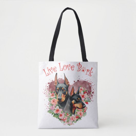 Doberman Dog Mama Floral Tasche (Vorderseite)