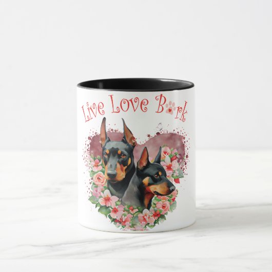 Doberman Dog Mama Floral Tasse (Zentrum)