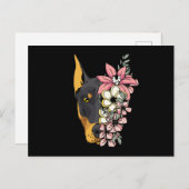 Doberman Dog mit Blume Postkarte (Vorne/Hinten)