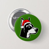 Doberman Dog mit Weihnachts-Weihnachtsmannmütze Button (Vorne & Hinten)