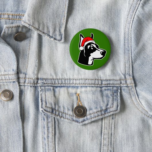 Doberman Dog mit Weihnachts-Weihnachtsmannmütze Button (Beispiel)