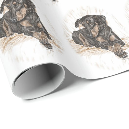 Doberman Dog Natural Oars Geschenkpapier (Rolleneckpunkt)