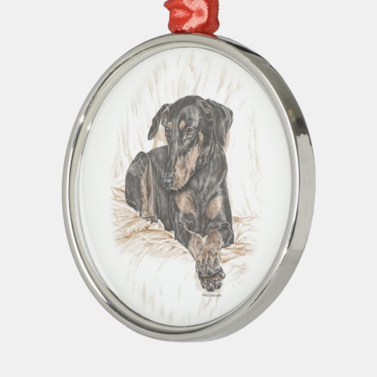 Doberman Dog Natural Oars Ornament Aus Metall (Links)