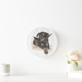 Doberman Dog Natural Oars Runde Wanduhr (Zuhause)