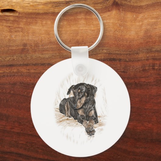 Doberman Dog Natural Oars Schlüsselanhänger (Vorderseite)
