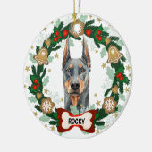 Doberman Dog Niedlich Dog Cookie Wreath Keramik Ornament (Links)