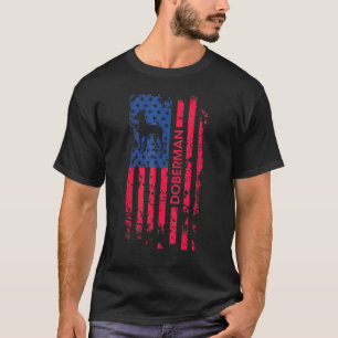 Doberman Dog Patriotic American Flag 4. Juli T-Shirt
