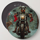 Doberman Dog Riding Motorrad Weihnachten Button (Vorne & Hinten)