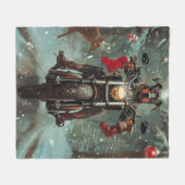 Doberman Dog Riding Motorrad Weihnachten Fleecedecke (Vorderseite (Horizontal))