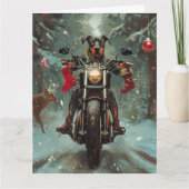 Doberman Dog Riding Motorrad Weihnachten Karte (Vorderseite)