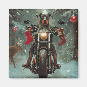 Doberman Dog Riding Motorrad Weihnachten Magnet (Vorne)