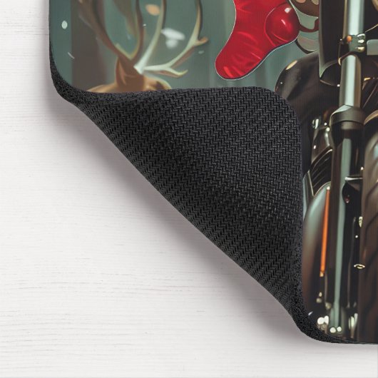 Doberman Dog Riding Motorrad Weihnachten Mousepad (Ecke)