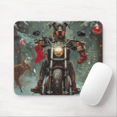 Doberman Dog Riding Motorrad Weihnachten Mousepad (Mit Mouse)