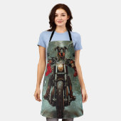 Doberman Dog Riding Motorrad Weihnachten Schürze (Getragen)