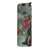 Doberman Dog Riding Motorrad Weihnachten Thermosbecher (Nach links gedreht)