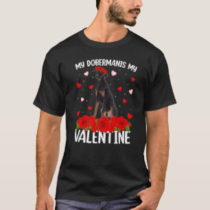 Doberman Dog Rote Rose Blume Doberman Valentine S T-Shirt