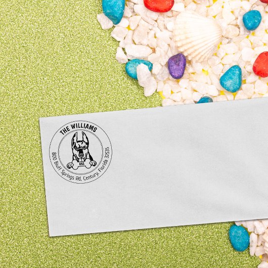 Doberman Dog Rücksendeadresse Family Gummistempel