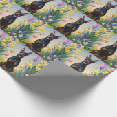 Doberman Dog Spring Blumen Malerei Geschenkpapier (Ecke)