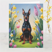 Doberman Dog Spring Blumen Malerei Karte (Gelbe Blume)
