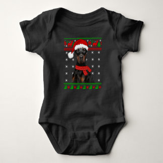 Doberman Dog Ugly Sweater Christmas Puppy Hund Lie Baby Strampler