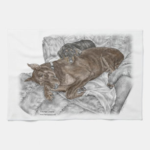 Doberman Dog und Puppy Geschirrtuch